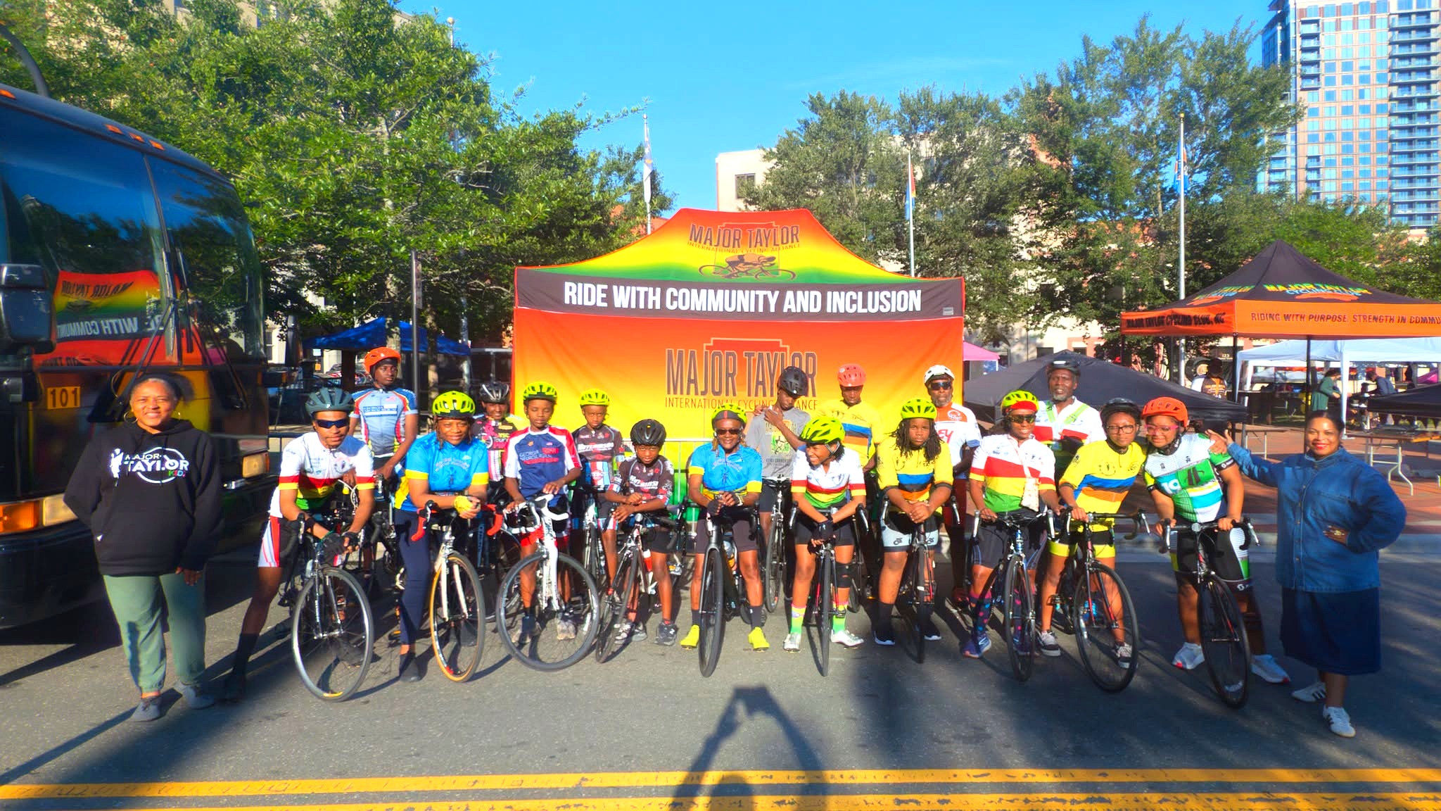 Young cyclists riding together — MTICA youth cycling program
